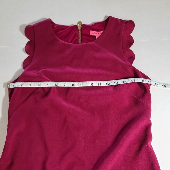 Betsey Johnson's Scalloped Sheath Dress Sleeveless Sangria Size 8 - Picture 11 of 12